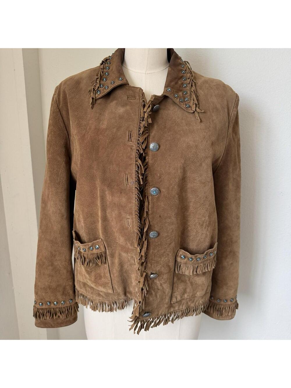 Montanaco Genuine Leather Western Fringe Jacket Womens M